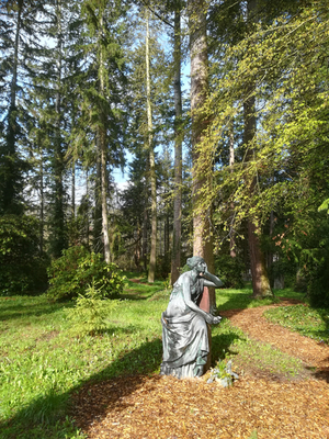 Friedwald ? Waldfriedhof!  Steinskulptur im Wald